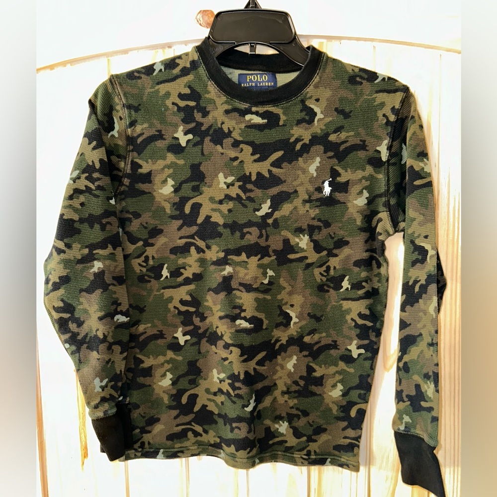 Polo Ralph Lauren Shirt Mens XS Camouflage Long Sleeve Waffle Fit Boys Large